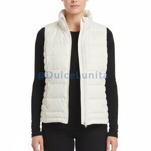 Lands' End Women's Cream Puffer Vest Size L